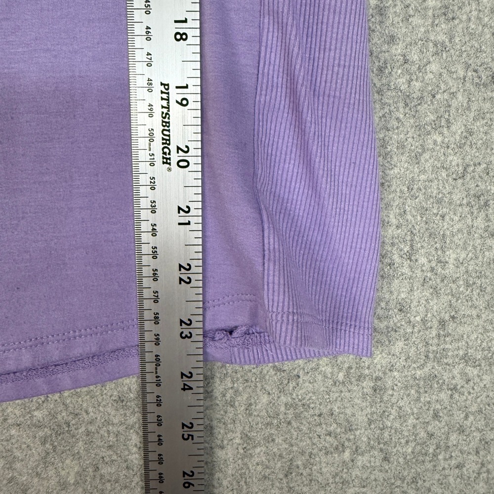 Flora Nikrooz V-Neck Top XL Purple Short Sleeve Ribbed Side Panel Loungewear Tee - Picture 5 of 9